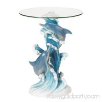 Zingz & Thingz 57070214 Playful Dolphins Accent Table with Glass Top   